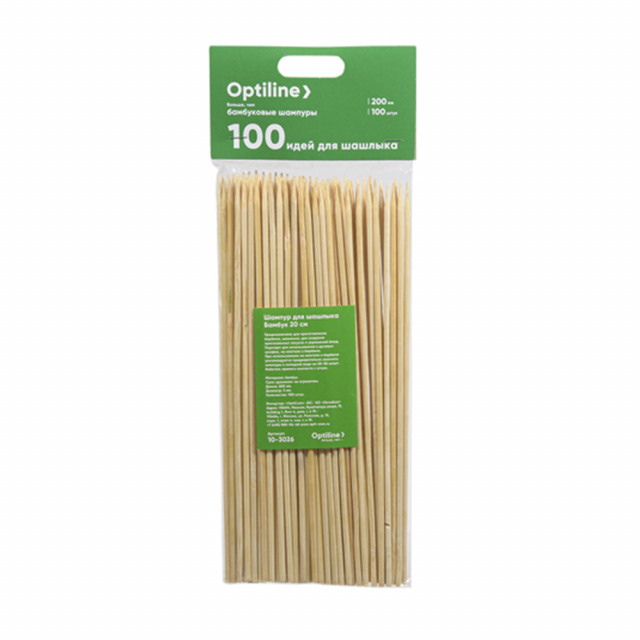 Шампура для шашлыка OPTILINE 20 см, 100 шт., бамбуковые